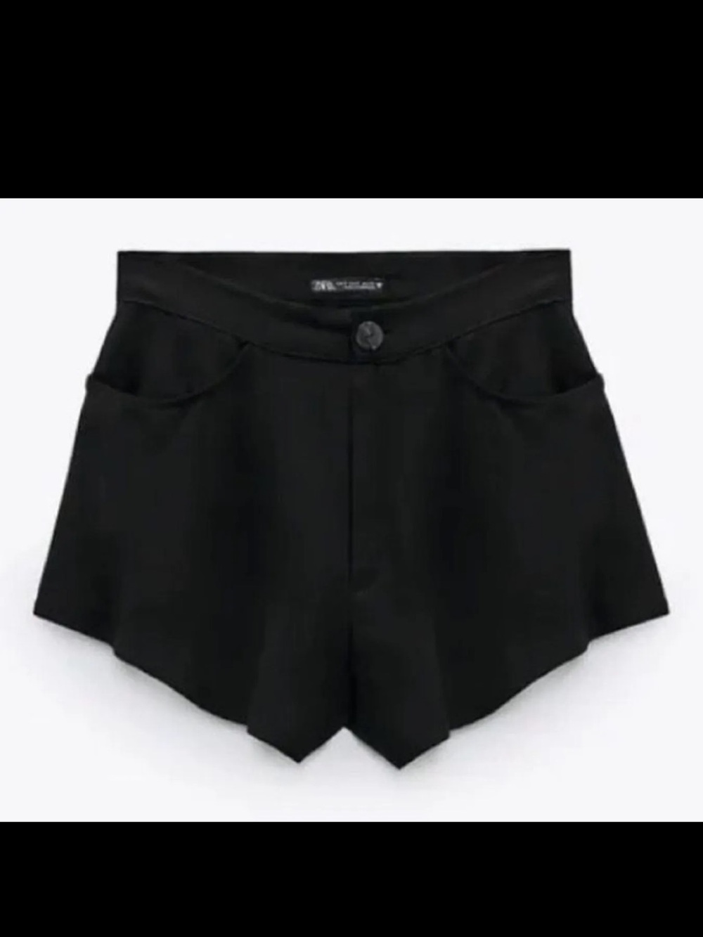 Zara Black High-Waist Scallop Hem Shorts
